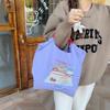 1 Schattige cartoon geborduurde stoffen tas Oxford boodschappentas draagbare schouder grote capaciteit tote bag
