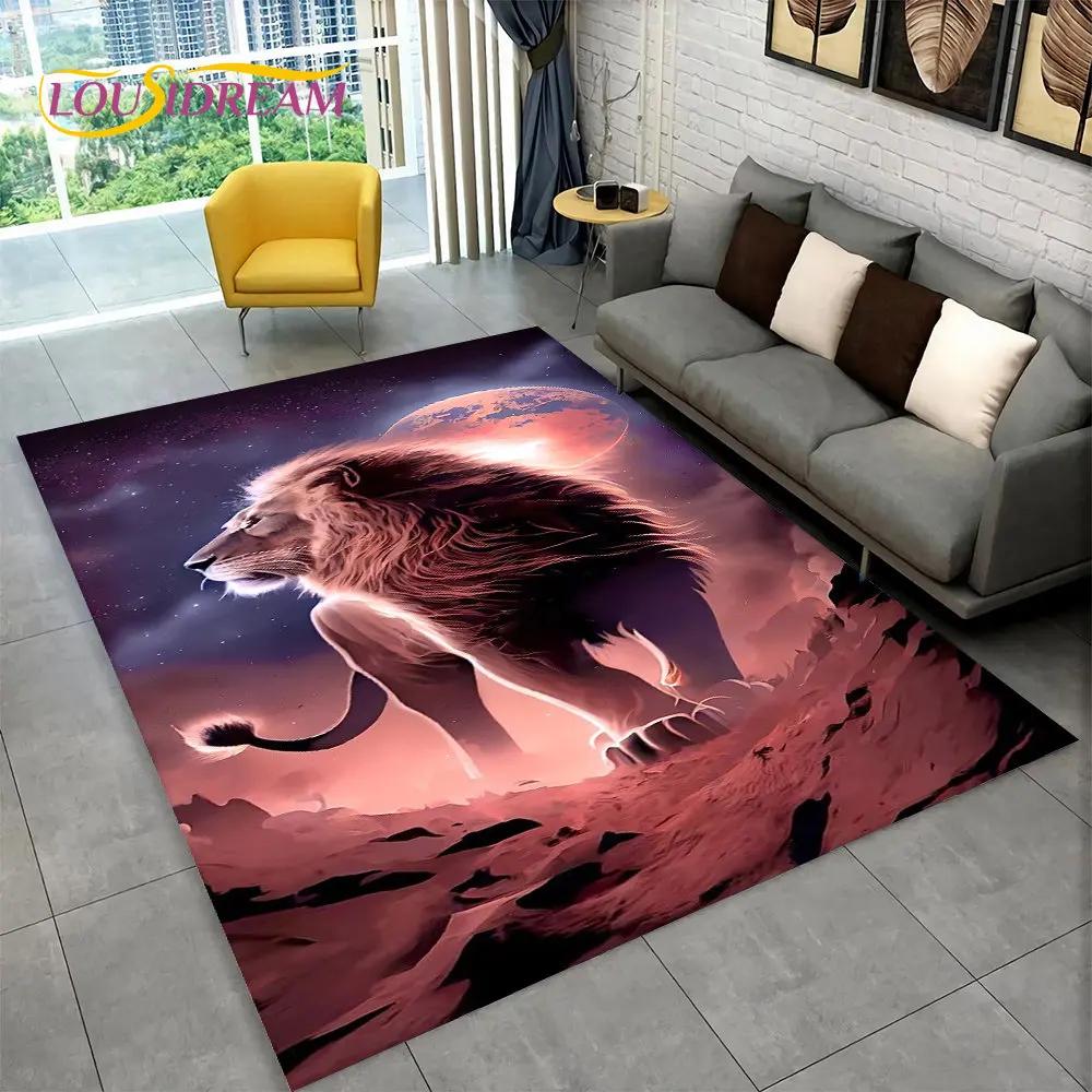 New Dream Lion Animal 3D-Teppich, groß, Teppich für Wohnzimmer, Schlafzimmer, Sofa, Fußmatte, Dekoration, rutschfeste Bodenmatte für Kinderspiele