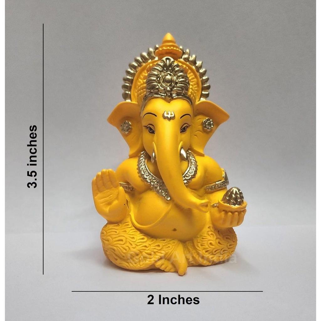 Mango Terracotta Finish Ganesha for Car Dashboard Home Decor Gifting Diwali Birthday Festivals 3.5 x 2 Inches