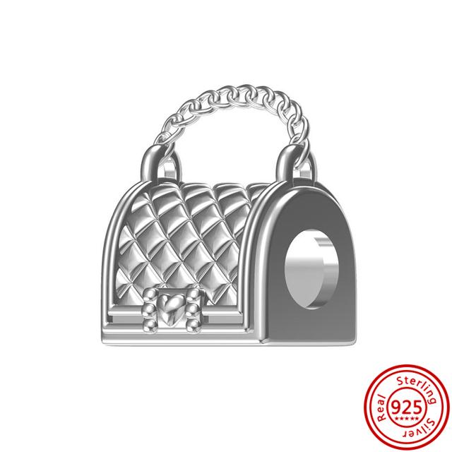 925 Sterling Silver Luggage Shopping Bag Suitcase Love Travel Sweet Beads Fit Charms Bracelet Jewelry Women
