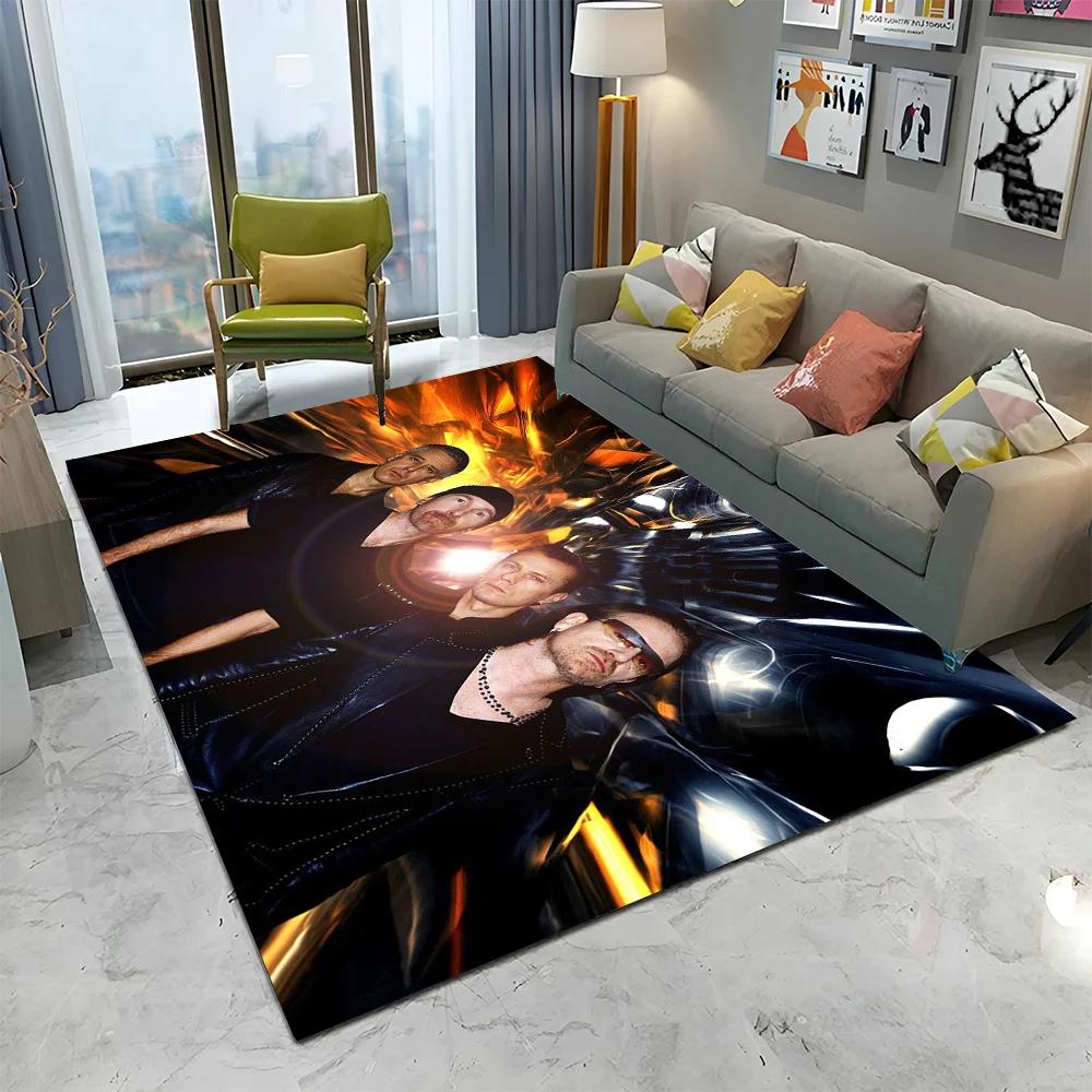 U2 Rock Bang Bono 3D-Druck Teppich, Teppich für Wohnzimmer Kinderzimmer Sofa Fußmatte Dekor, Kinder rutschfeste Bodenmatte