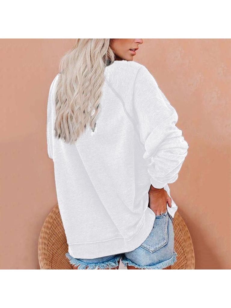 Ladies Spring/Fall Sweatshirt Women's Oversized Pullover Sweatshirt Fashion Feather Print Top