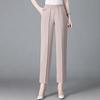 Trendy Faux Silk Elastic Waist Skinny Pants for Middle-Aged and Elderly Women - Spring/Summer Cropped Style