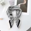 New Simple Black and White Striped Small Square Scarf Fashionable Versatile Printed Silk Scarf Scarf Belt Scarf Stacked Short Skirt Waist Seal