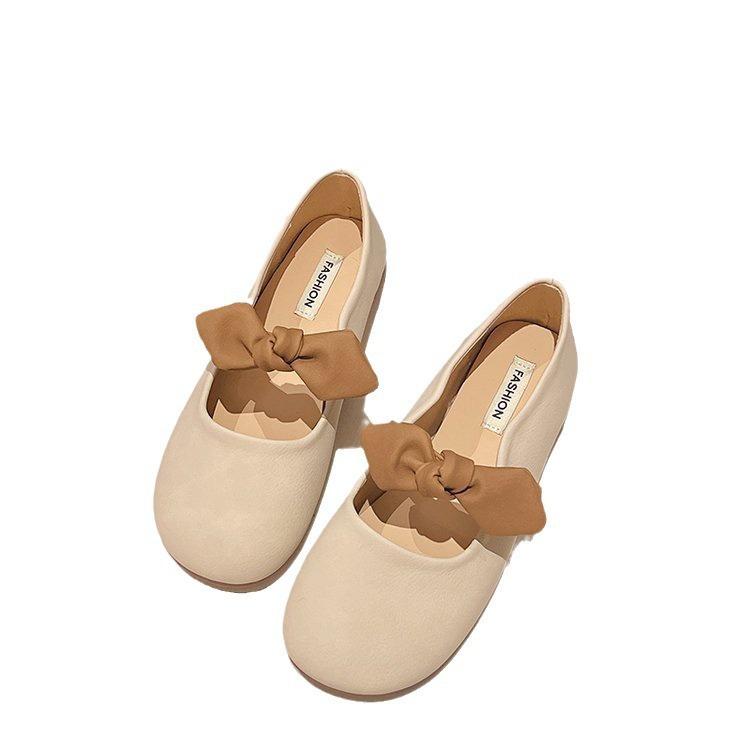 Gentle Flat Mary Jane Single Shoes Fashionable and Comfortable Women Spring Bow Shallow Mouth Soft Bottom Bean Shoes