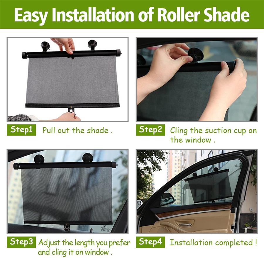 2Pcs Retractable Folding Foldable Car Auto Side Window Baby Sun Shade Shield Cover Roll Curtain Visor
