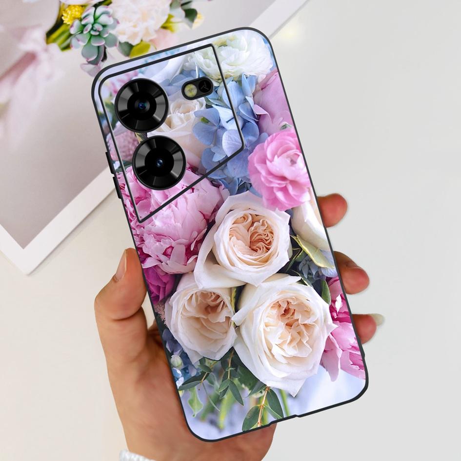 For Tecno Pova 5 2023 Case LH7n Fashion Butterly Flower Soft Silicone Phone Back Cover For Tecno Pova 5 4G Funda On Pova5 Bumper