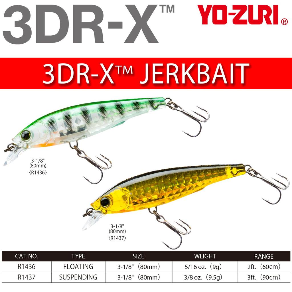 Jerkbait Floating Bass Pearl Purple Trout YO-ZURI 3DR-X Lure, 80mm, Color