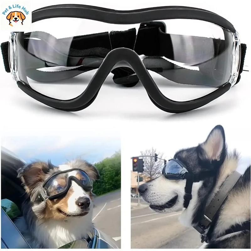 Hunde Sonnenbrille Anti-Beschlag Brille Verstellbarer Riemen Haustier Schneebrille für Reisen Skifahren Outdoorsport für mittelgroße bis große Hunde