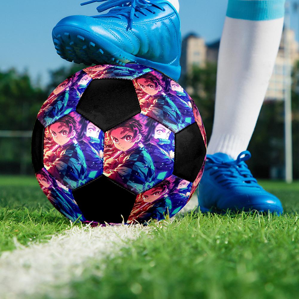 Soccer Ball Colorful Machine Stitched PVC Size 5 Team Training Competition Ready Durable High-Bounce Cool Sports Gift
