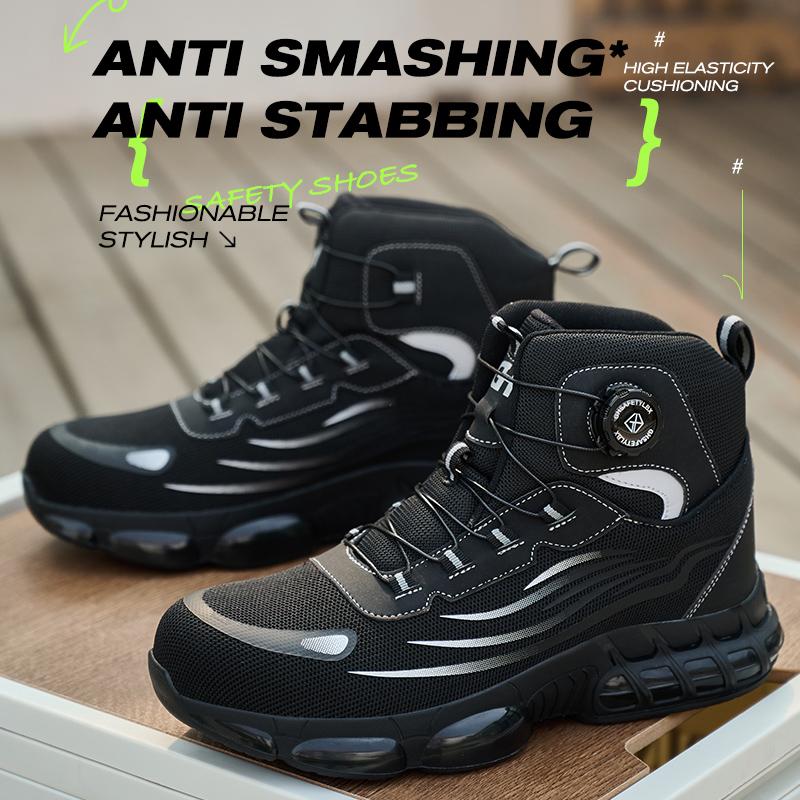 Rotating Buttons Safety Shoes Men Waterproof Steel Toe Safety Footwear Work Boots Men Anti-smash Anti-puncture Protective Boots