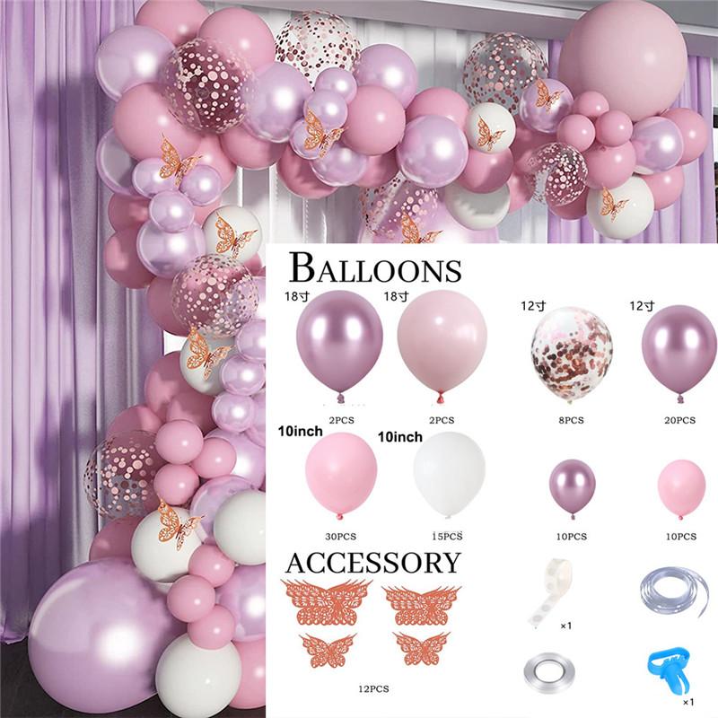 112pcs/set White Metal Pink Balloons Garland Arch Rose Gold Confetti Balloon Baby Shower Girl Birthday Wedding Party Decorations