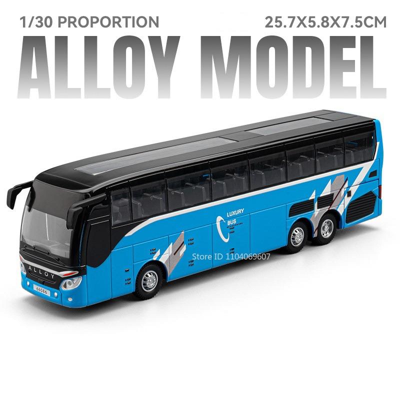 1:30 Modelů Hraček Autobusy Dlouhé Jednopatrové Dvoupatrové Slitina Tlakové Lití Zvuk Světlo Dveře Otevřené Zatáhni Zpět pro Děti Dárky