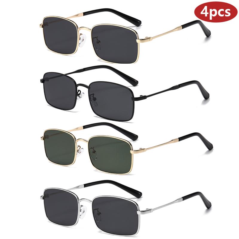 1/4pcs Fashion Square Metal Sunglasses UV400 UV Resistant Personalized Men Women Outdoor Sports Luxury Eyeglass