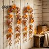 Realistic Silk Flowers for Home Halloween Willow Vine Twig Garland, Yellow Artificial Branch Decor Fireplace Mantle Fall Front Door Wall, Flexible