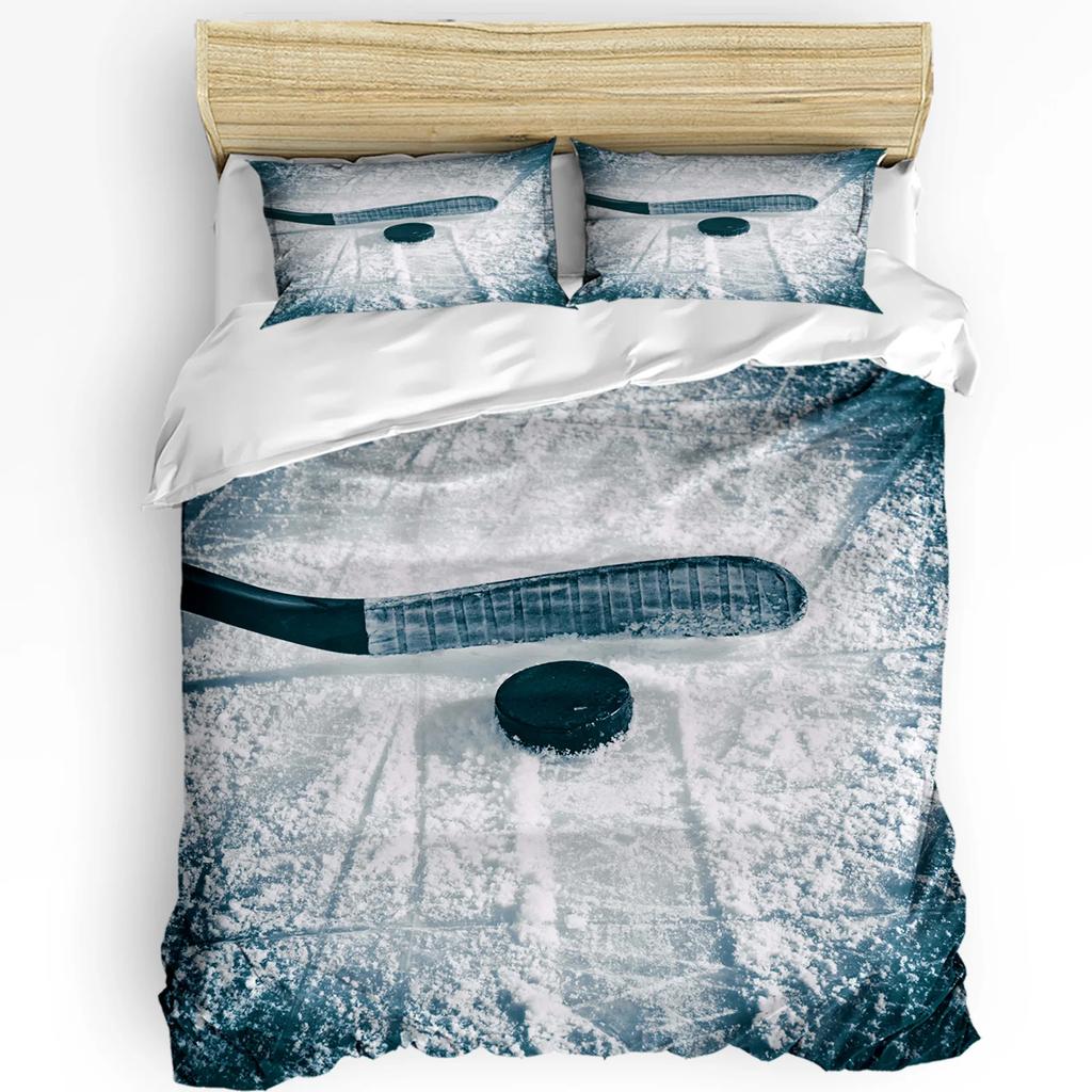 Hockey Bedding Set For Bedroom Bed Home Hockey Player Makes a Strong S On Goal Rival Il Duvet Cover Quilt Cover Pillowcase