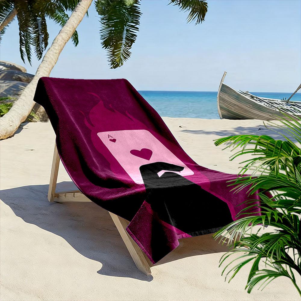 Fiery Heart of Luck Print Beach Towel, Quick Drying, Suitable for Travel, Outdoor Sports, Jogging, the Beach and Swimming, Gift