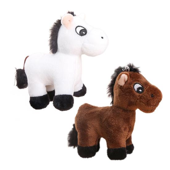 Porte-clés Poupée Cheval en Peluche Dessin Animé Mignon Miniature Animal en Peluche Pendentif de Sac Jouet Anti-Stress