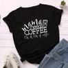 Damen T-Shirt Mama Braucht Kaffee Aufdruck T-Shirt Damen Kurzarm O-Ausschnitt Lockeres T-Shirt Damen Sommer Lässig T-Shirt Kleidung