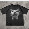 Y2K RETRO FREAKY CAT MEME Cat Fun Graphic Tee Cotton Mens Womens T Shirt Vintage Streetwear