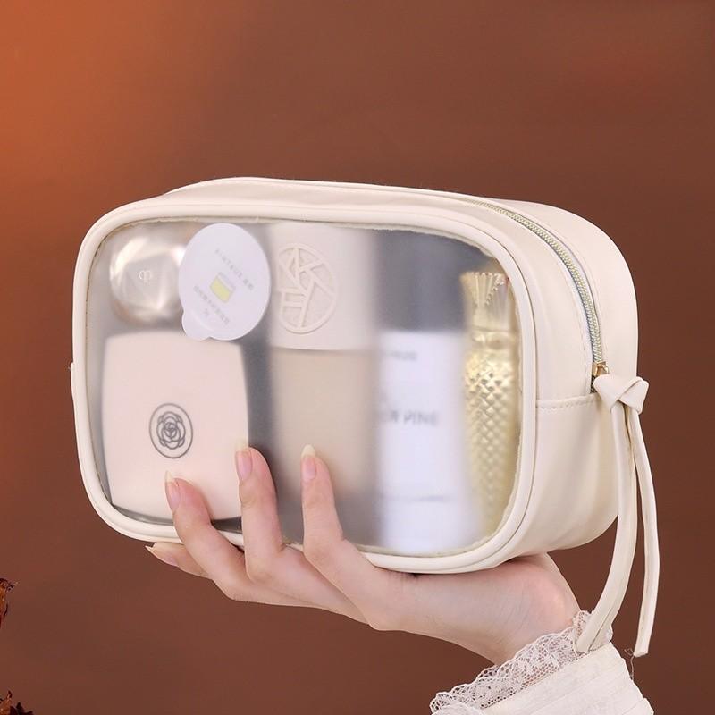 Minimalist Pvc Transparent Makeup Bag With Waterproof Storage For Travel And Daily Use