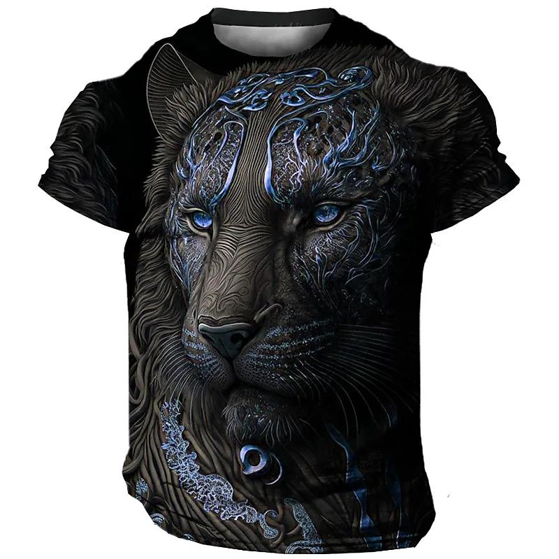 Domineering Lion 3D Print Men's T Shirts Summer Casual T Shirt Animal Pattern Top Harajuku Man Short Sleeve Oversized Streetwear