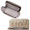 Rinle Women's Long Wallet, Large Capacity, Genuine Leather, Vertical Card Slots, Coin Slot, Easy To Use, Round Zipper, Enamel, Stained Glass Design,