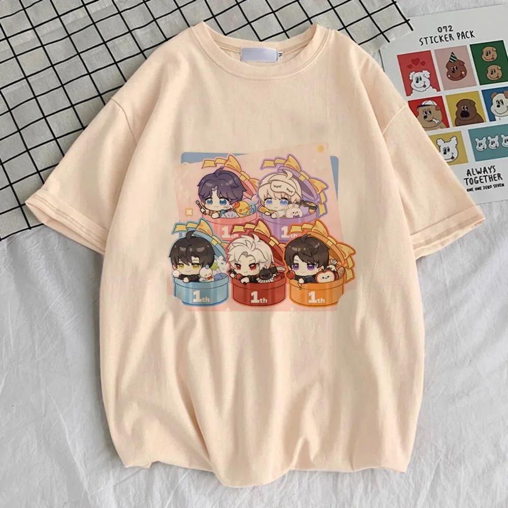 T-shirt Collage Chibi Garçons Amour et Espace Lointain, T-shirt Streetwear Otome Game Anime Unisexe, Haut Décontracté à Manches Courtes 100% Coton