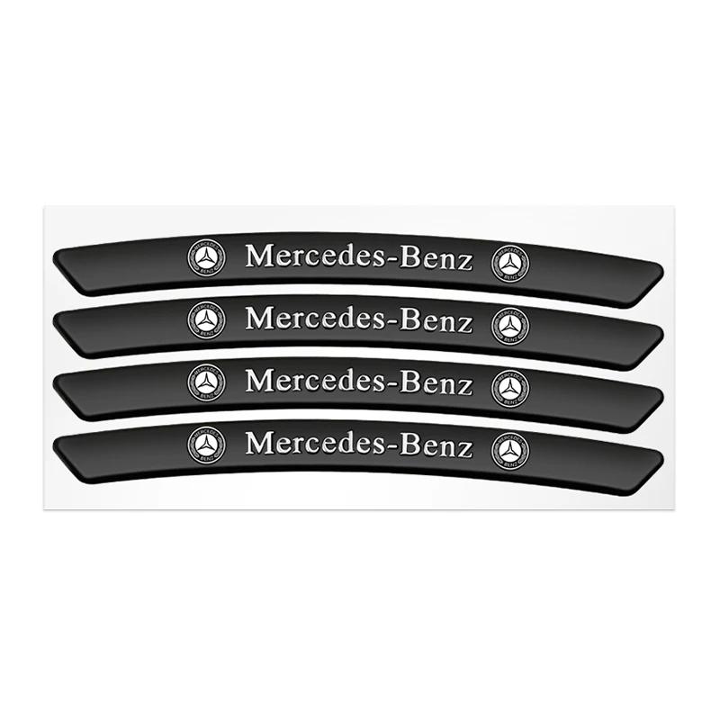 4Pcs Car Styling Wheel Rim Aluminum Logo Sticker Wheel Hub Decals For Mercedes Benz AMG A B C E G CLA C63 C63S E53 GT SLK W176
