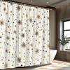 1pc Starry Night Shower Curtain, Golden and Brown Metallic Stars On Cream Background, Whimsical Celestial Design