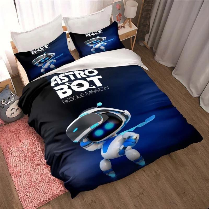 ASTRO BOT Set Biancheria da Letto Cartone Animato Carino Copripiumino Federa Singolo Matrimoniale King Size per Camera da Letto Adulti Bambini