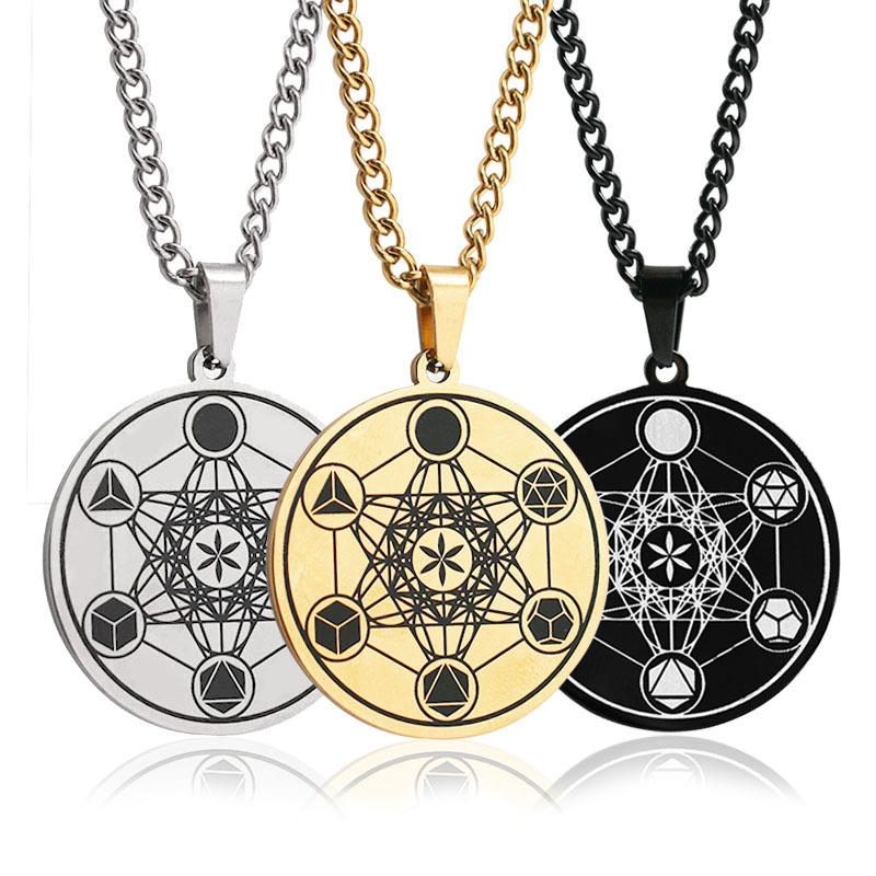 Metatron's Flower of Life Angel Solomon Pendant Titanium Steel Necklace