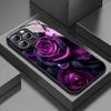Handyhülle Für iPhone 11 12 13 14 15 16 17 Pro Max 17Air 16E 7 8 16 Plus XR XS X Dunkelviolett Rosenmuster Gehärtetes Glas Cover