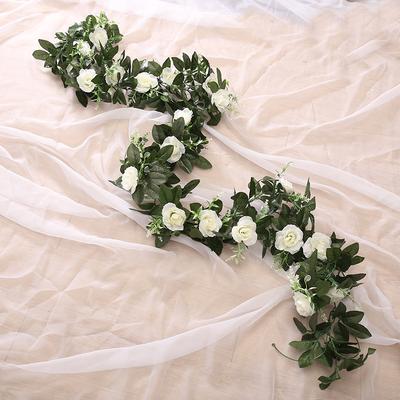 Vigne de roses artificielles en soie, fleurs suspendues pour mur de noël, fausses plantes en rotin, guirlande de feuilles, décoration de mariage romantique pour la maison