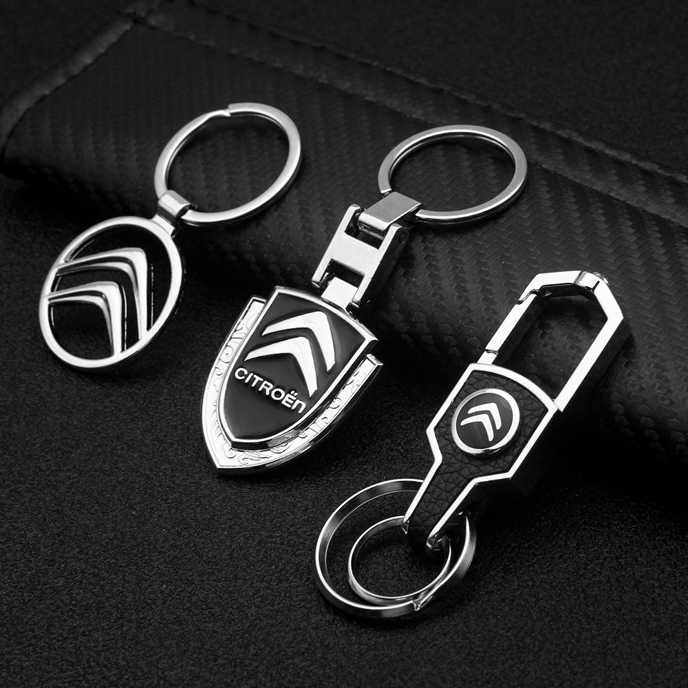 Metall+Leder Auto Styling Schlüsselanhänger Schlüsselringe Für Citroen C1 C2 C3 C4 C5 C6 C8 C-Crosser C3 Picasso C4 Picasso DS3 Berlingo XSARA