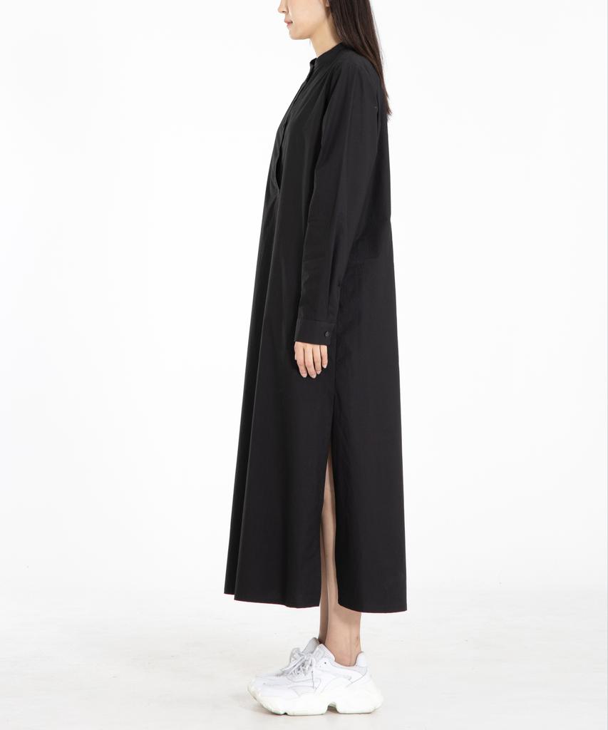 Row To Row Wrd036 Washed Fine Cotton Long Shirt Dress (Ash Black)