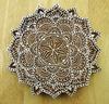 Wooden Textile Stamp Block Print Brown Hand Carved Floral Stamp Printing