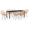 Garden Dining Set 7 Pcs Brown Powder Coated Steel