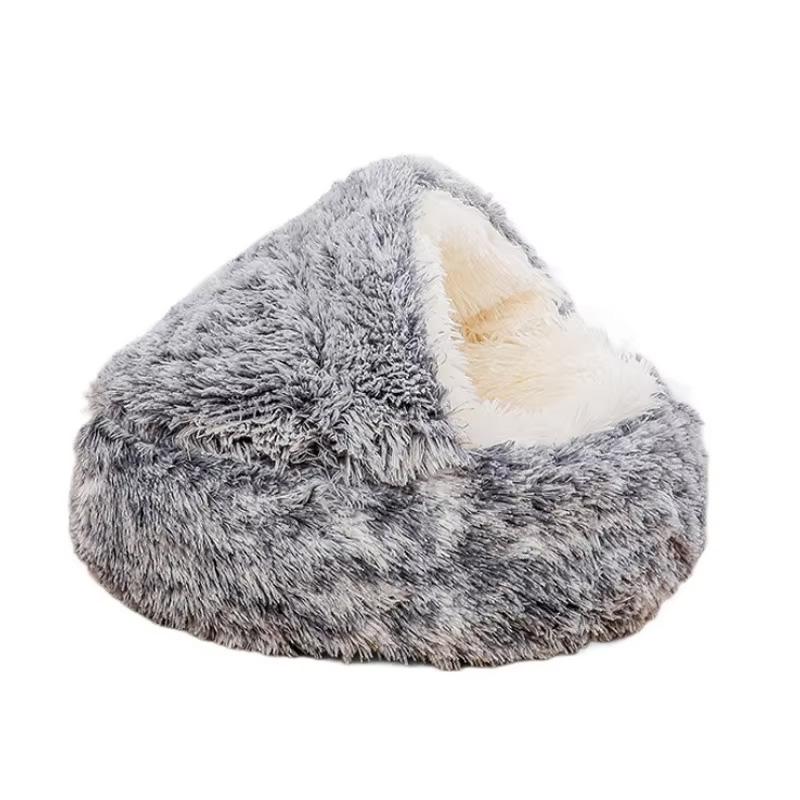 Ultra-Soft Plush Cat Bed Pet Mattress Warm Pet Bed with Cover Round Cat Dog Sleeping Nest Cave for Small Dogs Kitten