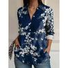 Women's Shirt Flower Active Stylish Blouse Lapel Neck Blouse Women's Long Sleeve Shirts Womens Clothing Female Clothing