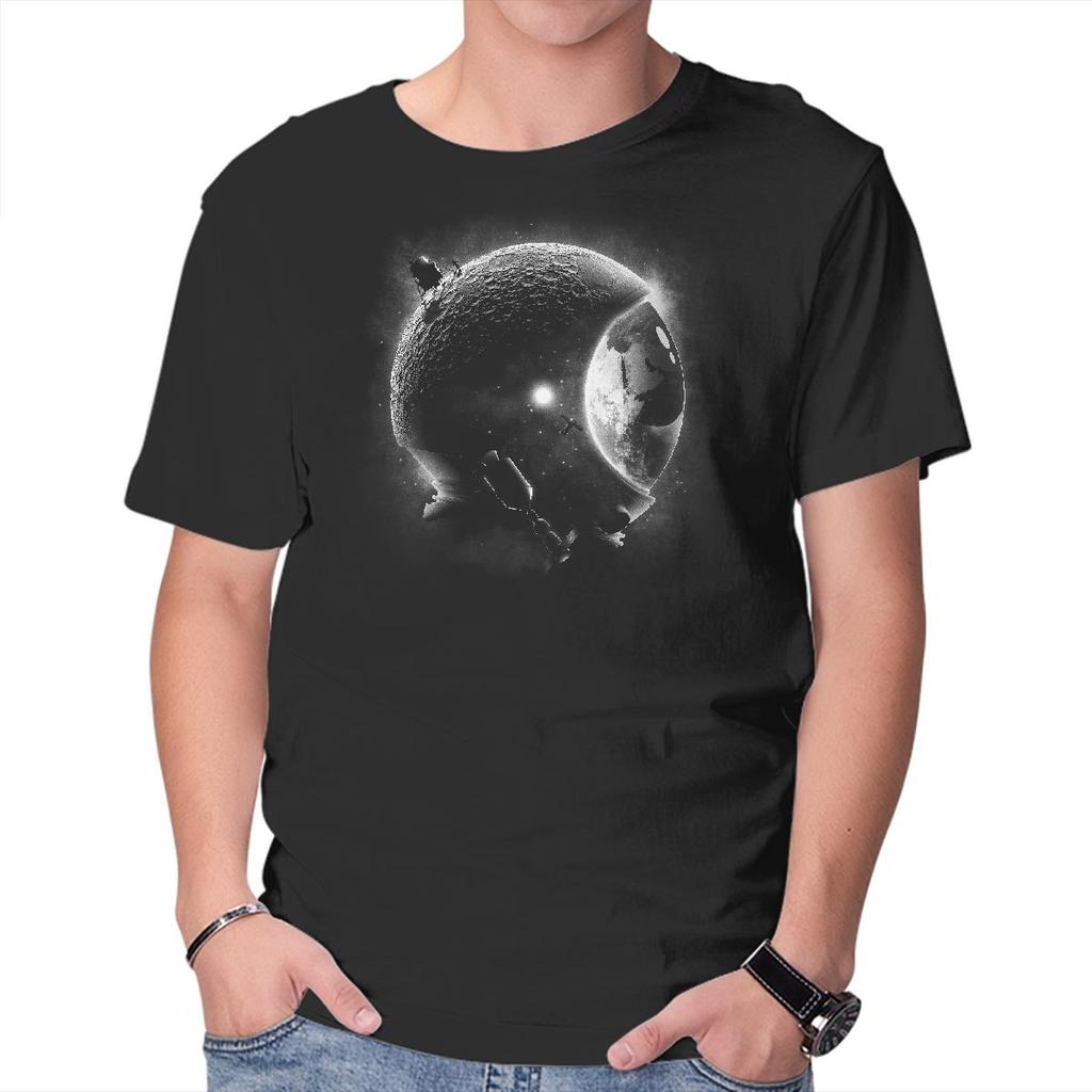 Unisex Crew Neck T-Shirt Moon's Helmet Graphic Short Sleeve Casual Tee