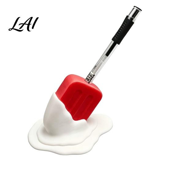Creative Pencil Cup Cute Melting Popsicle Pen Holder Unique Decorative Stationery Organizer Small Item Storage Box Durable PLA Container for Office