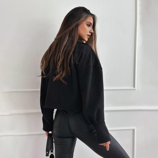 Damen Herbst Wintermantel Kurzer Typ Umlegekragen Einfarbig Lockerer Knopfverschluss Cardigan OL Pendlerjacke Lady Daily Outwear