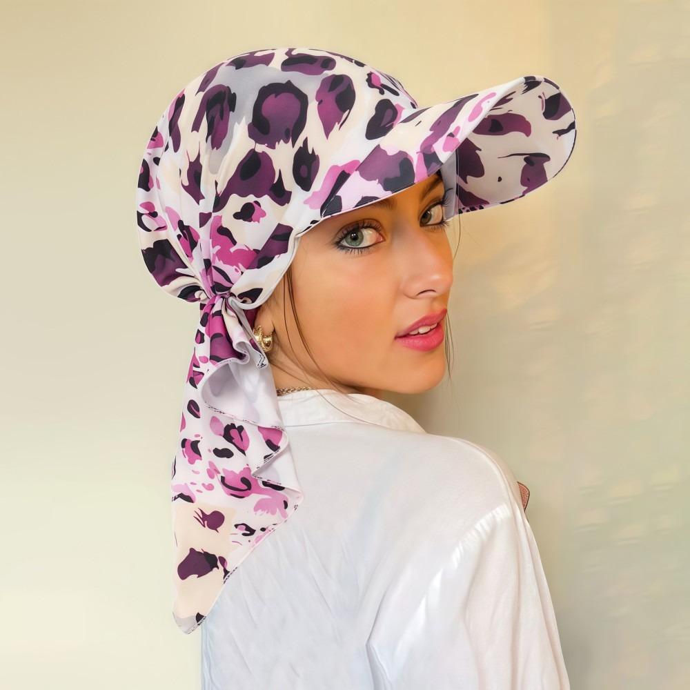 Floral Print Strapped Baseball Cap With Brim Wrap Hair Summer Headscarf Hat Breathable Versatile Turban Hat Everyday Outfits