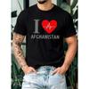 European Sizes I Love Afghanistan "Men'S T-Shirt - Casual Round Neck, Regular Fit, Outdoor Activities, Afghanistan T-Shirt with Male Prints