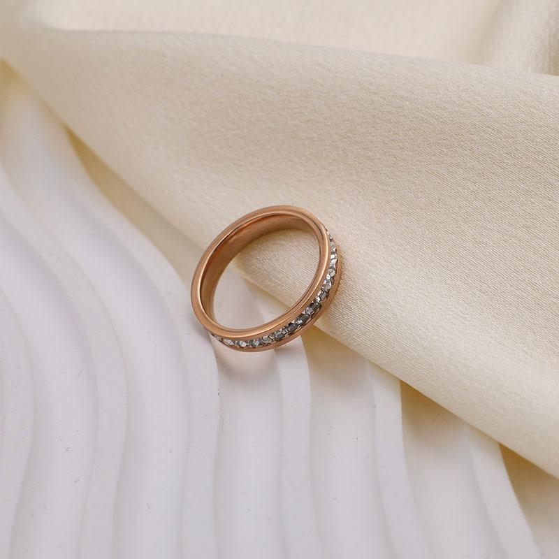 Fashion Sparkle Inlaid Zircon Popular Rose Gold Non-Fading Jewelry Ring