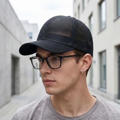 Unisex Short Brim Baseball Cap Simple Casual Plain Snapback Hats Hip Hop Trucker Cap Adjustable Outdoor Breathable Sunscreen Hat