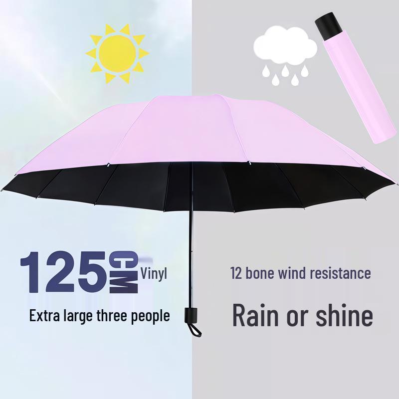 Durable 12-Rib XL Folding Umbrella for Men & Women - UV Protection, Sunshade & Rain Shield