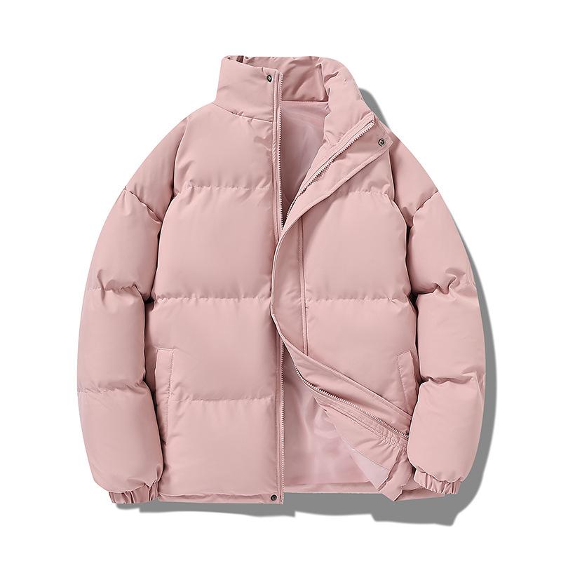 New Multi-color Optional Couple Cotton-padded Jacket Men's Stand-up Collar Simple Korean Version Velvet Thickened Cotton-padded Jacket Students