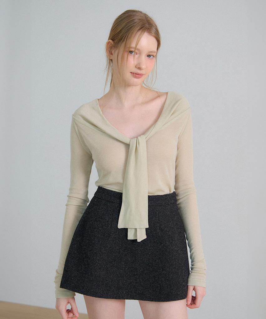 Bember Basic Wool Mini Skirt_Charcoal